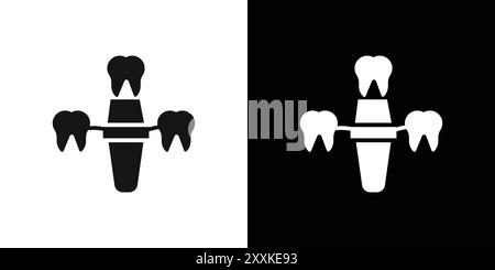 Contour vectoriel de signe d'icône d'implants dentaires en noir et blanc Illustration de Vecteur