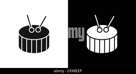 Contour de vecteur de signe de logo de Drums en noir et blanc Illustration de Vecteur