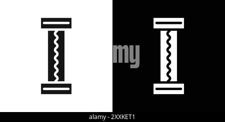 Contour de vecteur de signe de logo d'icône de fusible électrique en couleur noire et blanche Illustration de Vecteur