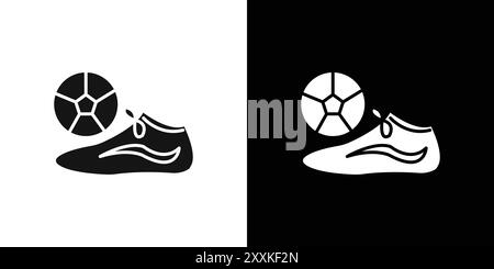 football chaussures de football icône logo signe vectoriel contour en noir et blanc Illustration de Vecteur