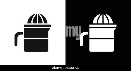 Contour de vecteur de signe de logo d'icône de presse-citron en couleur noire et blanche Illustration de Vecteur