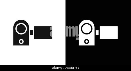 Contour vectoriel de signe de logo Handy Cam en noir et blanc Illustration de Vecteur