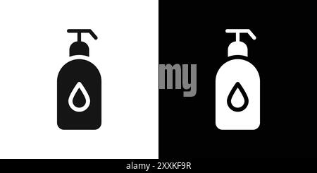 Contour de vecteur de signe de logo d'icône de récipient de savon liquide en couleur noire et blanche Illustration de Vecteur