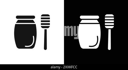 Pot de miel avec contour vectoriel de signe d'icône de plongeur en noir et blanc Illustration de Vecteur