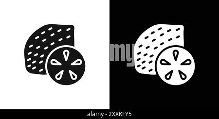 contour de vecteur de signe de logo d'icône de citron en couleur noire et blanche Illustration de Vecteur