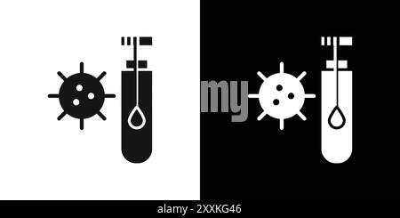 Contour de vecteur de signe de logo d'icône de test PCR en noir et blanc Illustration de Vecteur