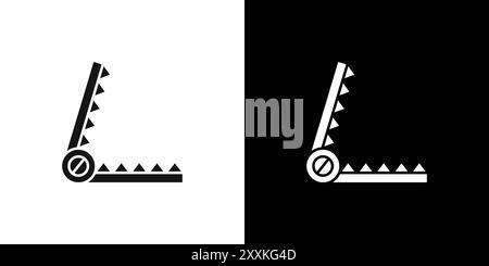 Contour de vecteur de signe de logo d'icône de piège en métal en couleur noire et blanche Illustration de Vecteur