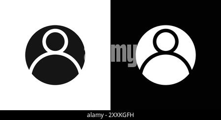 contour vectoriel de signe de logo d'icône de photo de profil en couleur noire et blanche Illustration de Vecteur
