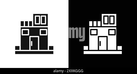 Contour de vecteur de signe de logo d'icône de penthouse en couleur noire et blanche Illustration de Vecteur