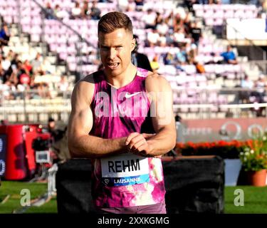 Lausanne, Schweiz. 22 août 2024. Leichtathletik, Diamond League Lausanne 2024, Athletissimma Lausanne 2024, Lausanne, Paralympique, Markus Rehm Fotocopyright Chai von der Laage/Randy crédit : dpa/Alamy Live News Banque D'Images