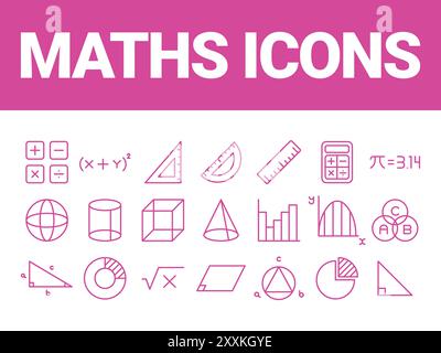 Les icônes mathématiques définissent le vecteur. Vecteur d'éducation d'icône de mathématiques. vecteur de symboles mathématiques Illustration de Vecteur