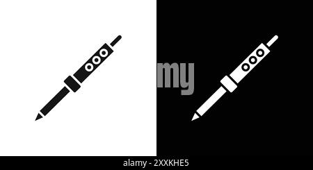 Contour de vecteur de signe de logo d'icône de fer à souder en couleur noire et blanche Illustration de Vecteur