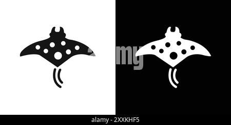 Contour de vecteur de signe de logo d'icône Stingray en noir et blanc Illustration de Vecteur