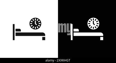 Contour vectoriel de signe de logo d'icône de temps de sommeil en couleur noire et blanche Illustration de Vecteur