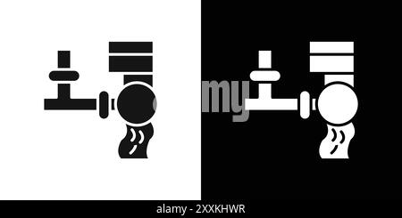 Contour de vecteur de signe de logo d'icône d'approvisionnement en eau en couleur noire et blanche Illustration de Vecteur