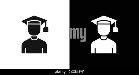 Contour de vecteur de signe de logo d'icône d'étudiant en couleur noir et blanc Illustration de Vecteur