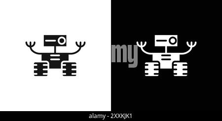 Contour vectoriel de signe de logo de robot Wheels en couleur noire et blanche Illustration de Vecteur