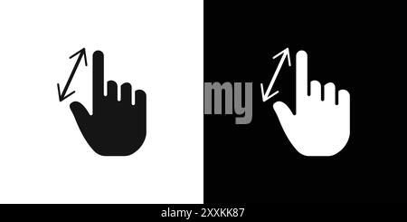 Zoom Gesture icône logo logo contour vectoriel en noir et blanc Illustration de Vecteur