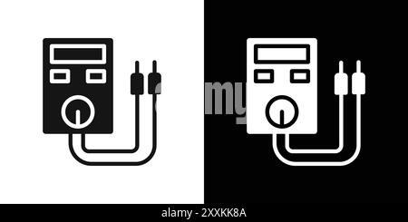 contour de vecteur de signe de logo d'icône de voltmètre en couleur noire et blanche Illustration de Vecteur