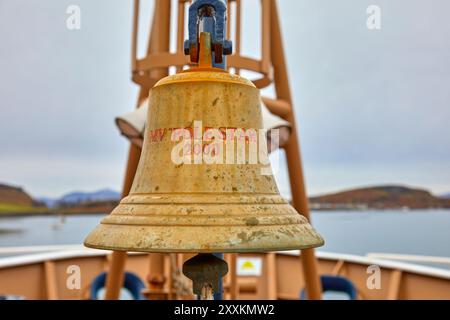 Ship's Bell, MV Pole Star, un navire du Northern Lighthouse Board Banque D'Images