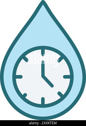 Icône de gestion du temps de goutte d'eau. Représentation visuelle du moment et du flux, symbolisant la signification de chaque seconde dans la consommation d'eau. Illustration de Vecteur