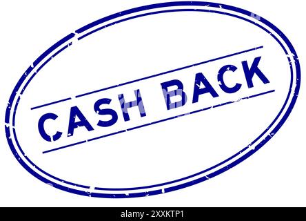 Grunge bleu argent comptant mot ovale joint en caoutchouc cachet sur arrière-plan blanc Illustration de Vecteur