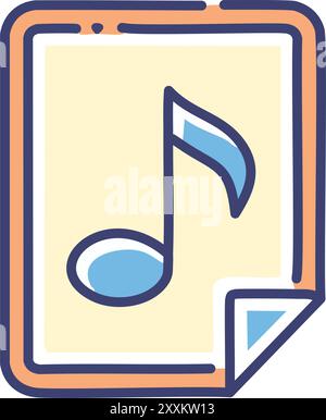 Conception d'icône de fichier musical. Une icône simple et colorée représentant un fichier de musique, idéale pour les applications numériques et les sites Web. Illustration de Vecteur