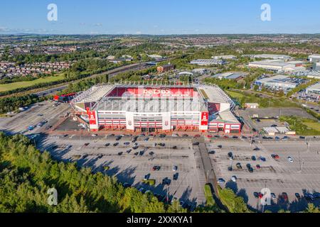 Vue aérienne générale du stade Bet365, Stoke-on-Trent, Angleterre, Royaume-Uni le 24 août 2024 crédit : Every second Media/Alamy Live News Banque D'Images