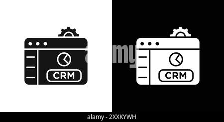 Icône crm symbole vectoriel ou collection d'ensemble de signes dans un contour noir et blanc Illustration de Vecteur