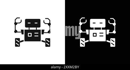 Icône de robot roues symbole vectoriel ou ensemble de signes collection dans un contour noir et blanc Illustration de Vecteur