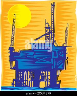 Clipart of Oil Rig - une structure avec équipement pour le forage et l'entretien d'un vecteur de puits de pétrole Illustration de Vecteur