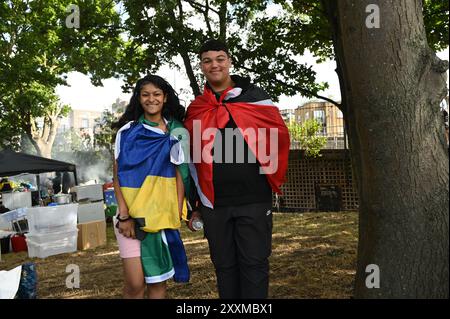 LONDRES, ROYAUME-UNI. 19 août 2024. Notting Hill Carnival 2024 - défilé de la journée des enfants, Londres, Royaume-Uni. ( Credit : Voir Li/Picture Capital/Alamy Live News Banque D'Images