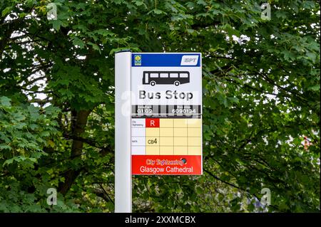 Panneau arrêt de bus, Glasgow, Écosse, Royaume-Uni, Europe Banque D'Images