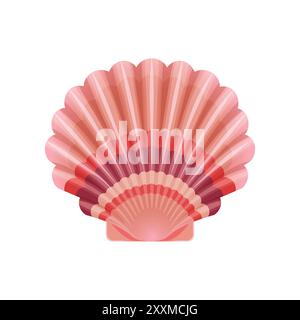 Illustration vectorielle détaillée d'un coquillage rose en forme d'éventail avec un design en couches. Illustration de Vecteur