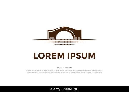 Simple minimaliste rustique Bridge Stone ou Waterway logo Design Vector Illustration de Vecteur