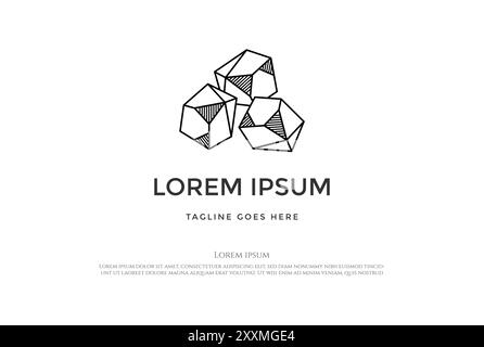 Simple minimaliste géométrique Gem Stone Rock logo Design Vector Illustration de Vecteur