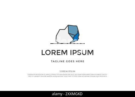 Simple minimaliste géométrique bleu Gem Stone Rock logo Design vecteur Illustration de Vecteur