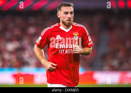 Lisbonne, Portugal. 24 août 2024. Orkun Kokcu de SL Benfica en action lors du match Liga Portugal Betclic entre SL Benfica et CF Estrela da Amadora à Estadio da Luz. Score final : SL Benfica 1 - 0 CF Estrela da Amadora crédit : SOPA images Limited/Alamy Live News Banque D'Images