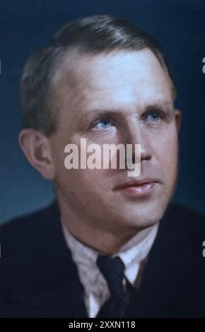 Photographie du chimiste et professeur finlandais Artturi Ilmari Virtanen, lauréat du prix Nobel. Circa 1940-50s. Photographe inconnu. Banque D'Images