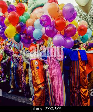 New York, le 28 novembre 1991, Macy's Thanksgiving Day Parade, clowns, ballons, New York City, NYC, NY, État de New York, États-Unis, Banque D'Images