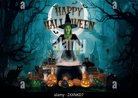 Joyeux Halloween- des trucs, des friandises et des sensations fortes vous attendent ! Illustration de Vecteur