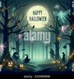 Envoyer des vœux Spooky pour un Halloween heureux! Illustration de Vecteur