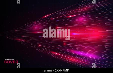 Formation technique. Réseau Internet. Lignes lumineuses de données abstraites. Vague urbaine. Mouvement flou. Concept de vitesse de Connect. Le néon scintille. Cyberespace futuriste. Connexion Web. Conception de couverture de technologie vectorielle Illustration de Vecteur