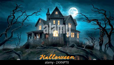 Je vous souhaite un Halloween plein de Haunted Happenings! Illustration de Vecteur