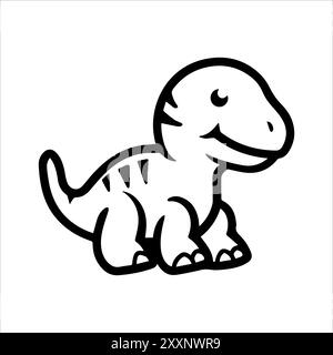 icône de dinosaure ou symbole de ligne moderne. Dessin au trait vectoriel et conception d'icône avec contour audacieux. Noir et blanc Pixel Perfect symbole minimaliste isolé whi Illustration de Vecteur