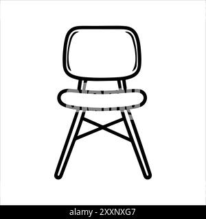 Icône de chaise ou symbole de ligne moderne. Dessin au trait vectoriel et conception d'icône avec contour audacieux. Noir et blanc Pixel Perfect symbole minimaliste blanc isolé Illustration de Vecteur