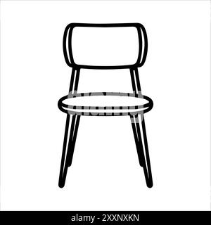 Icône de chaise ou symbole de ligne moderne. Dessin au trait vectoriel et conception d'icône avec contour audacieux. Noir et blanc Pixel Perfect symbole minimaliste blanc isolé Illustration de Vecteur