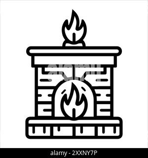 Icône de cheminée ou symbole de ligne moderne. Dessin au trait vectoriel et conception d'icône avec contour audacieux. Noir et blanc Pixel Perfect symbole minimaliste isolé wh Illustration de Vecteur