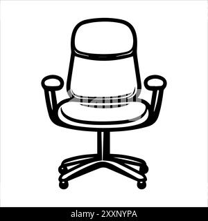 Icône de chaise pivotante ou symbole de ligne moderne. Dessin au trait vectoriel et conception d'icône avec contour audacieux. Noir et blanc Pixel Perfect symbole minimaliste isolé Illustration de Vecteur