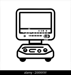 Icône de l'échographe symbole de ligne moderne. Dessin au trait vectoriel et conception d'icône avec contour audacieux. Noir et blanc Pixel Perfect symbole minimaliste isola Illustration de Vecteur